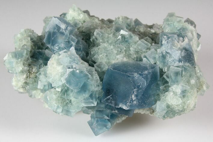 Stormy-Day Blue, Cubic Fluorite Crystal Cluster - Sicily, Italy #183788
